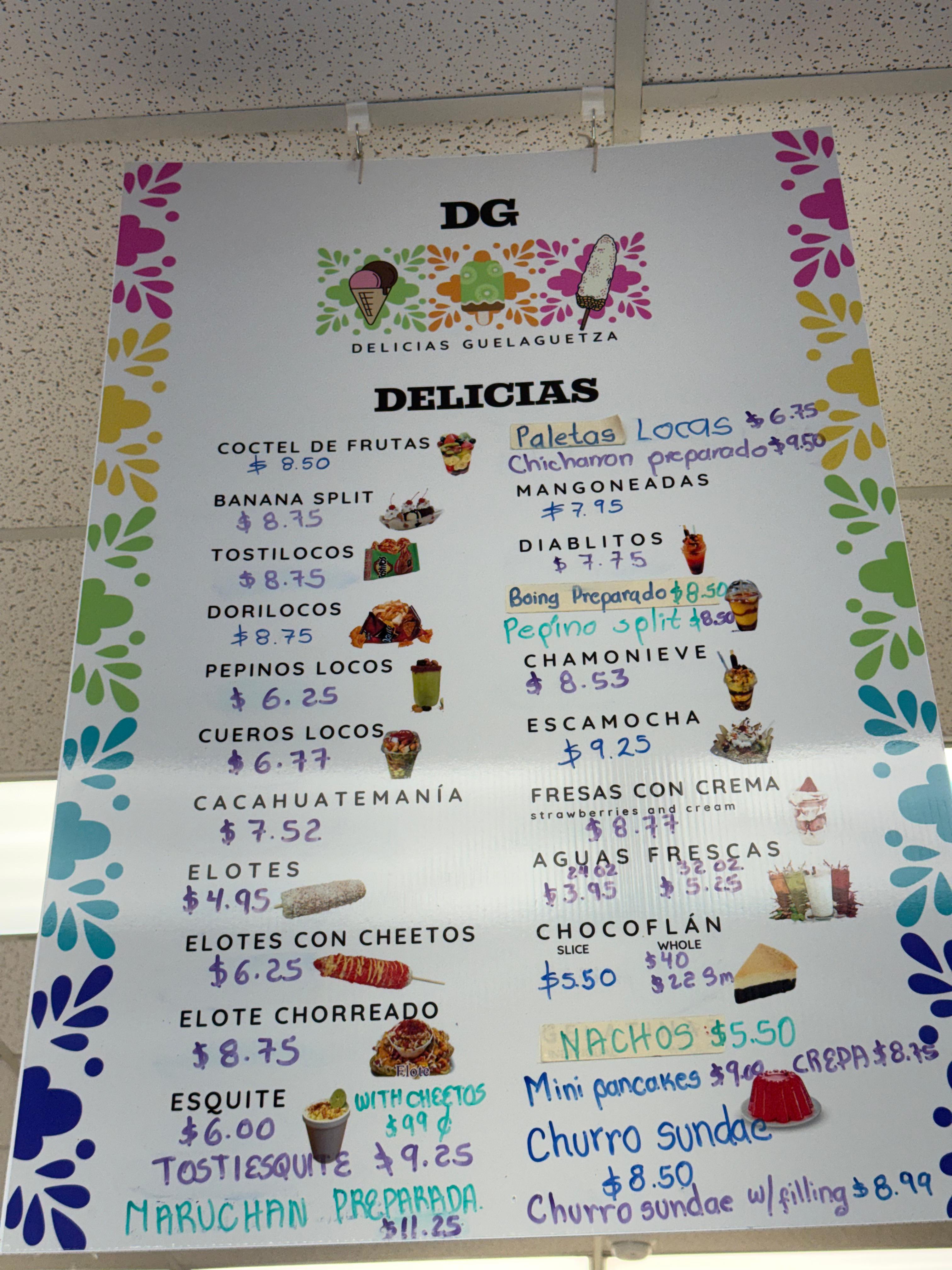 Delicias Menu Board